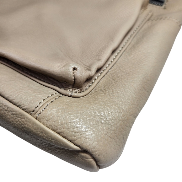 Luxeoria Pebble Grain Leather Crossbody Bag Light Peach Tan Beige Classic Medium - Picture 11 of 16
